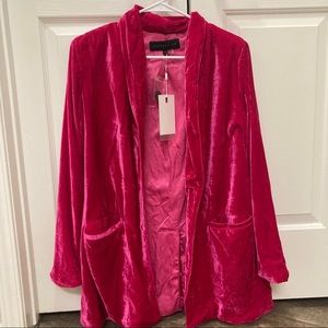 Hot pink velvet blazer